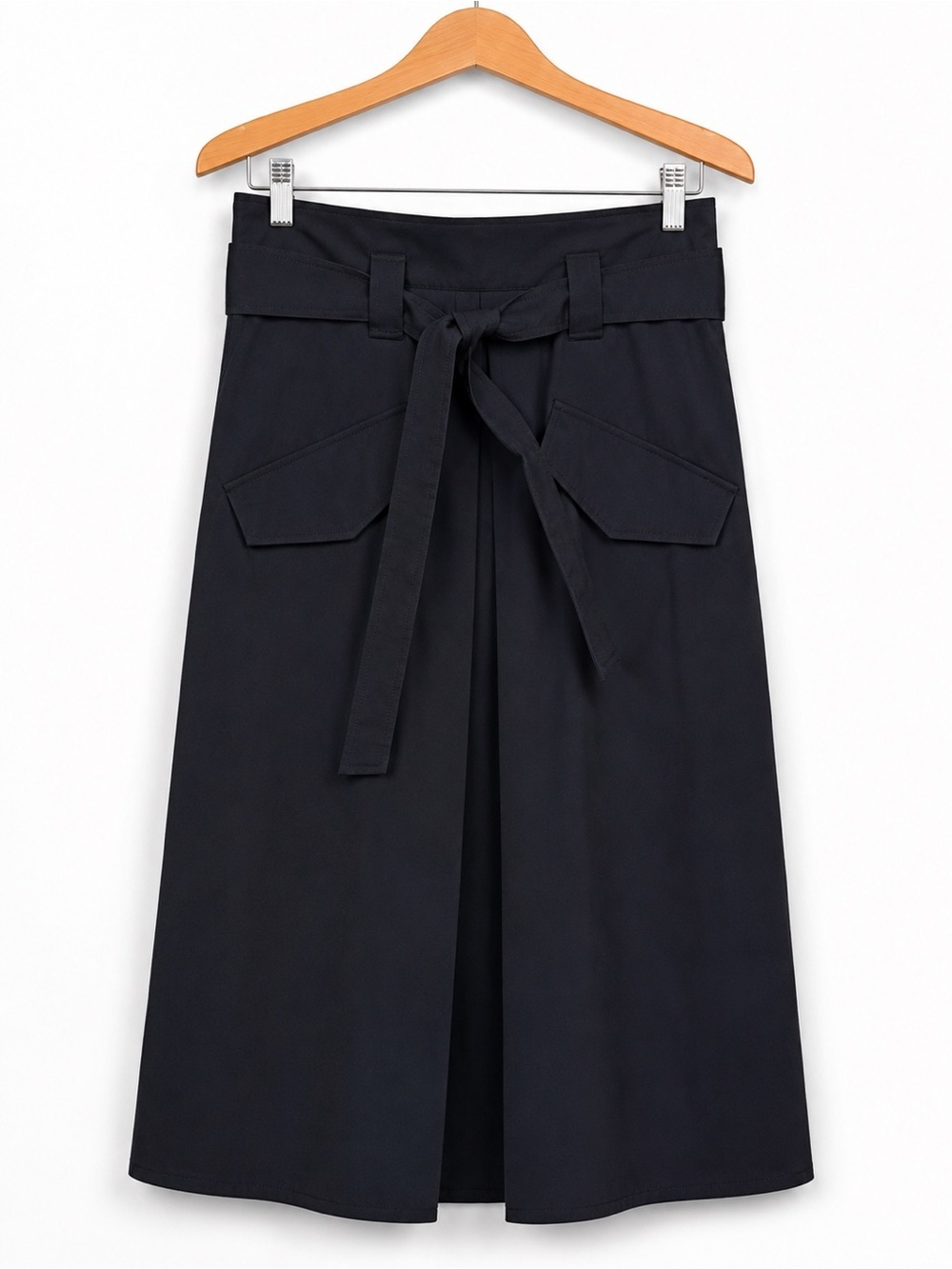 Dorothee Schumacher Black Midi Skirt Belted A-Line Cotton Blend Size 0 Germany - Picture 2 of 11
